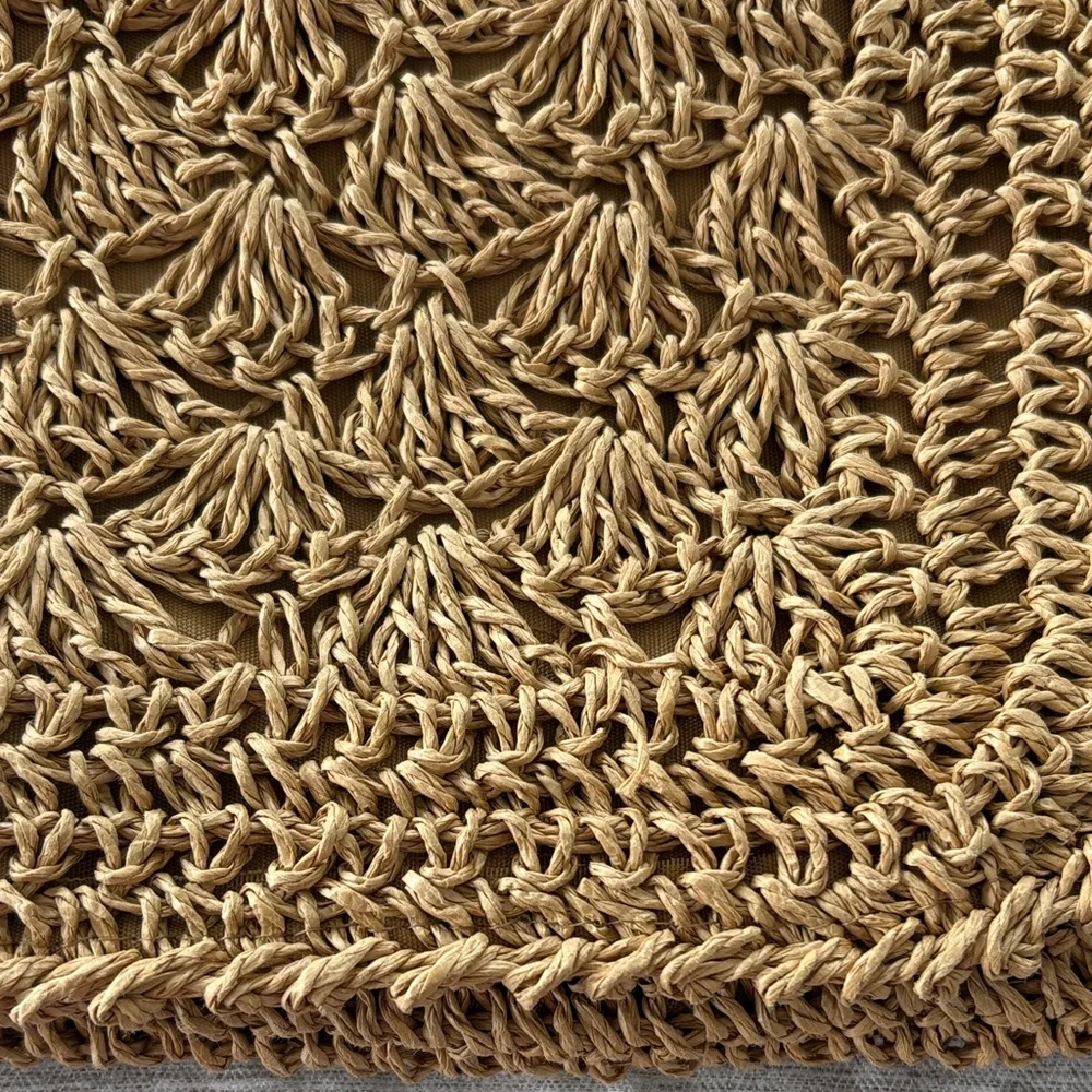 Woven Straw Clutch Bag in Natural Brown